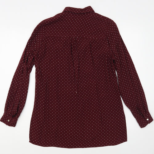 New Look Womens Purple Polka Dot Viscose Basic Button-Up Size 8 Collared