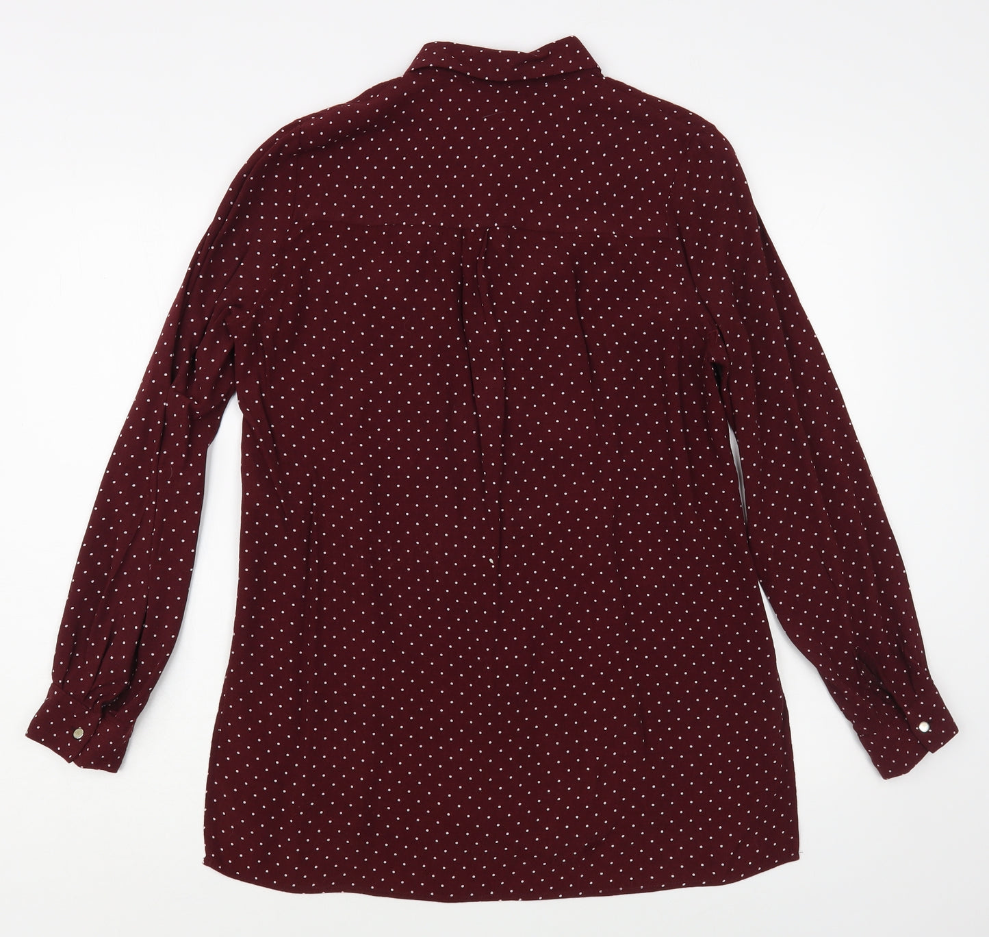 New Look Womens Purple Polka Dot Viscose Basic Button-Up Size 8 Collared