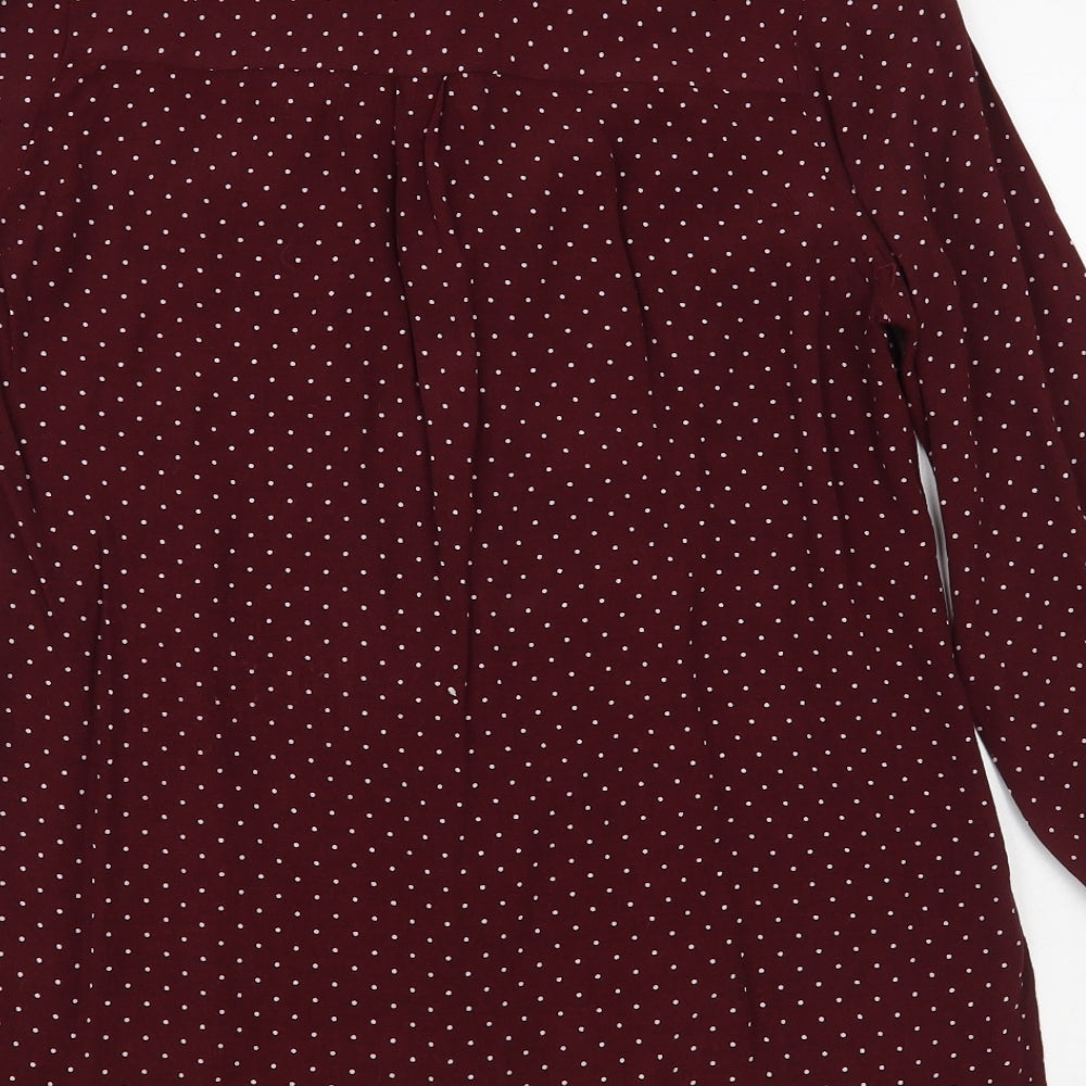 New Look Womens Purple Polka Dot Viscose Basic Button-Up Size 8 Collared