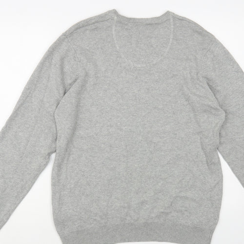 Blue Harbour Mens Grey V-Neck Cotton Pullover Jumper Size M