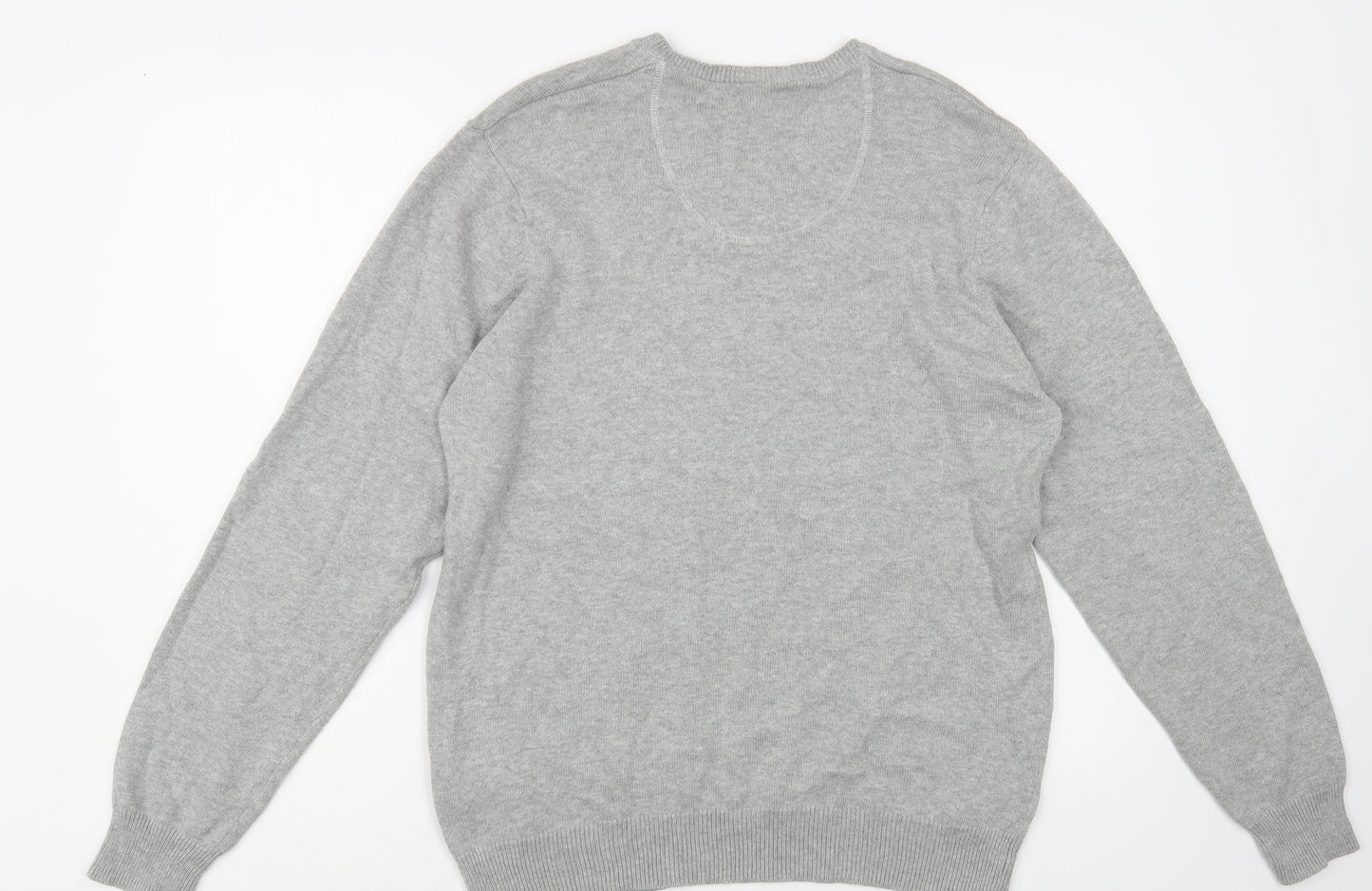 Blue Harbour Mens Grey V-Neck Cotton Pullover Jumper Size M