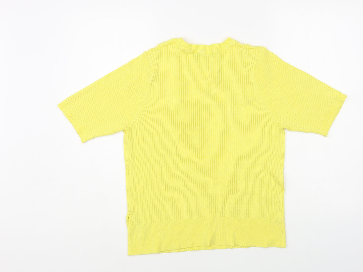Marks and Spencer Womens Yellow Crew Neck Viscose Pullover Jumper Size 16