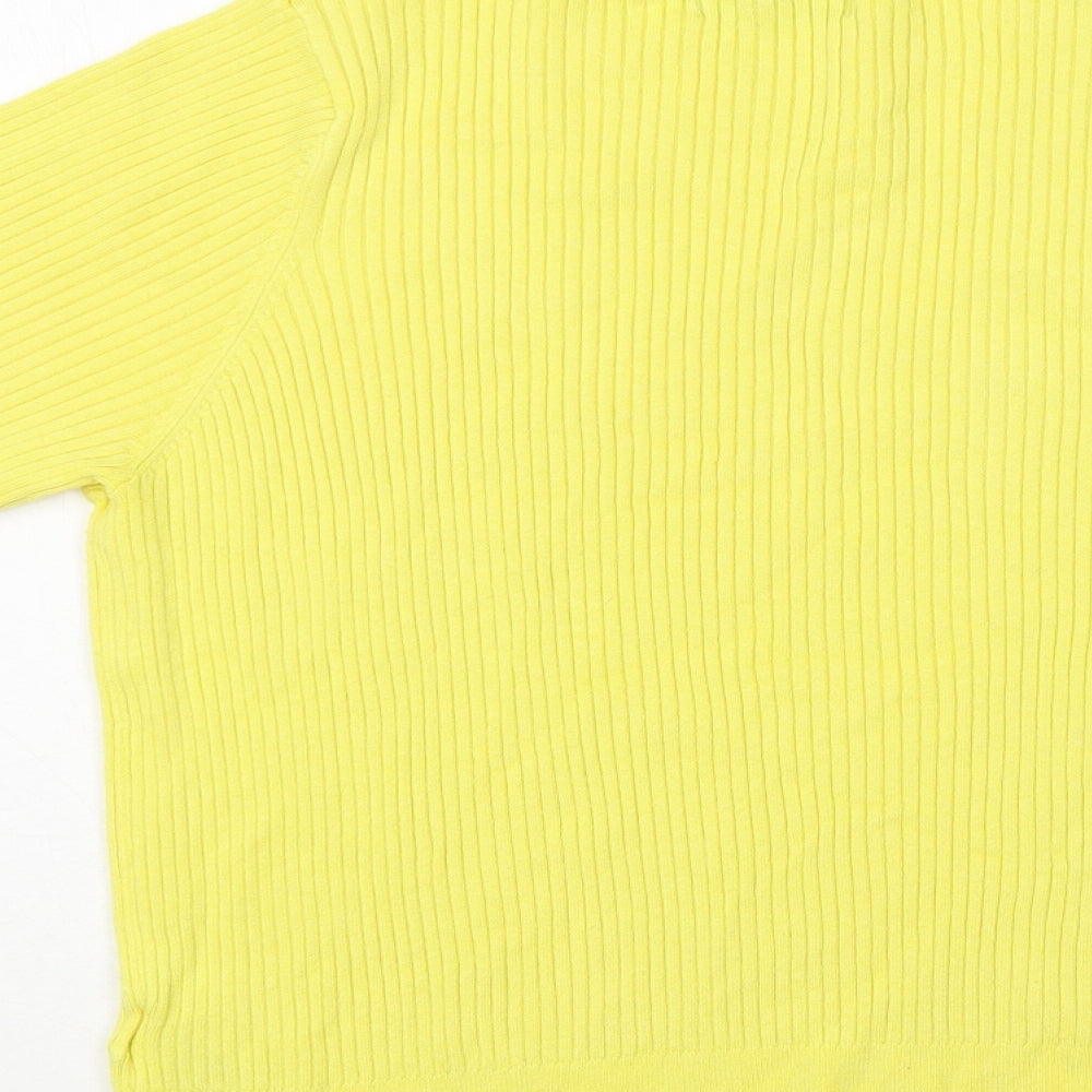 Marks and Spencer Womens Yellow Crew Neck Viscose Pullover Jumper Size 16