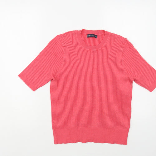 Marks and Spencer Womens Pink Crew Neck Viscose Pullover Jumper Size 16