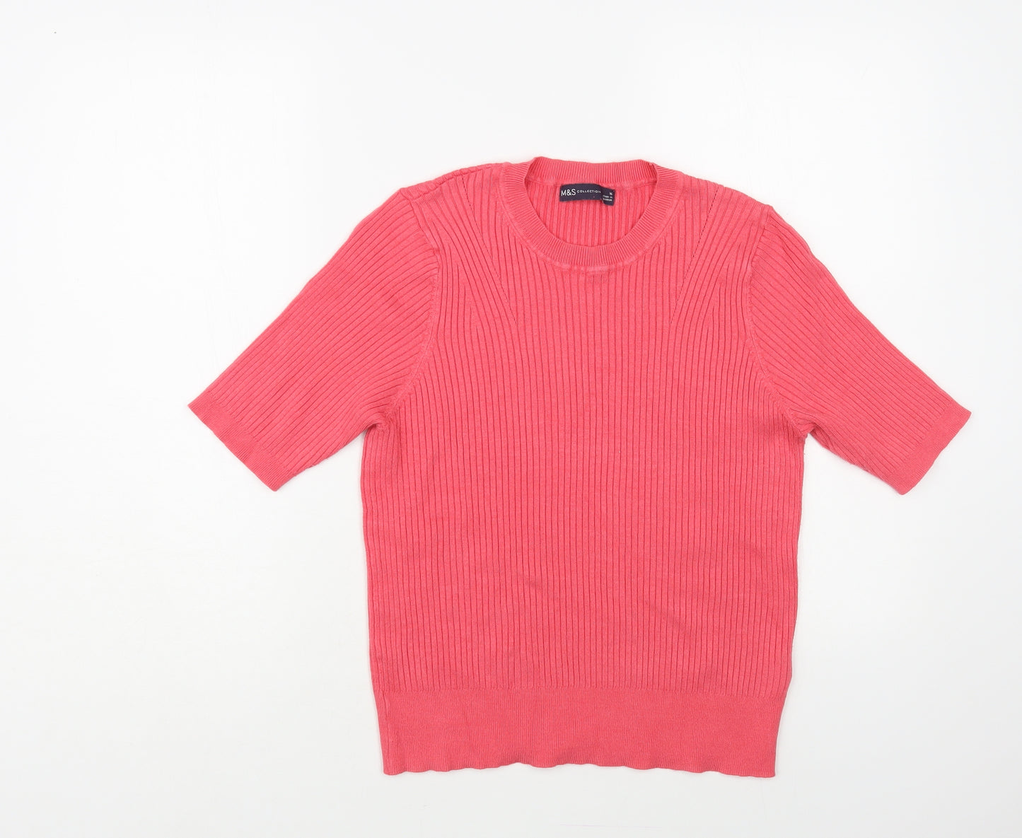 Marks and Spencer Womens Pink Crew Neck Viscose Pullover Jumper Size 16