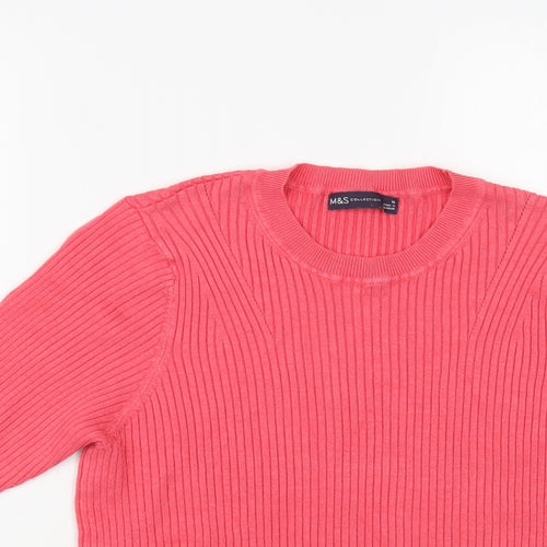 Marks and Spencer Womens Pink Crew Neck Viscose Pullover Jumper Size 16