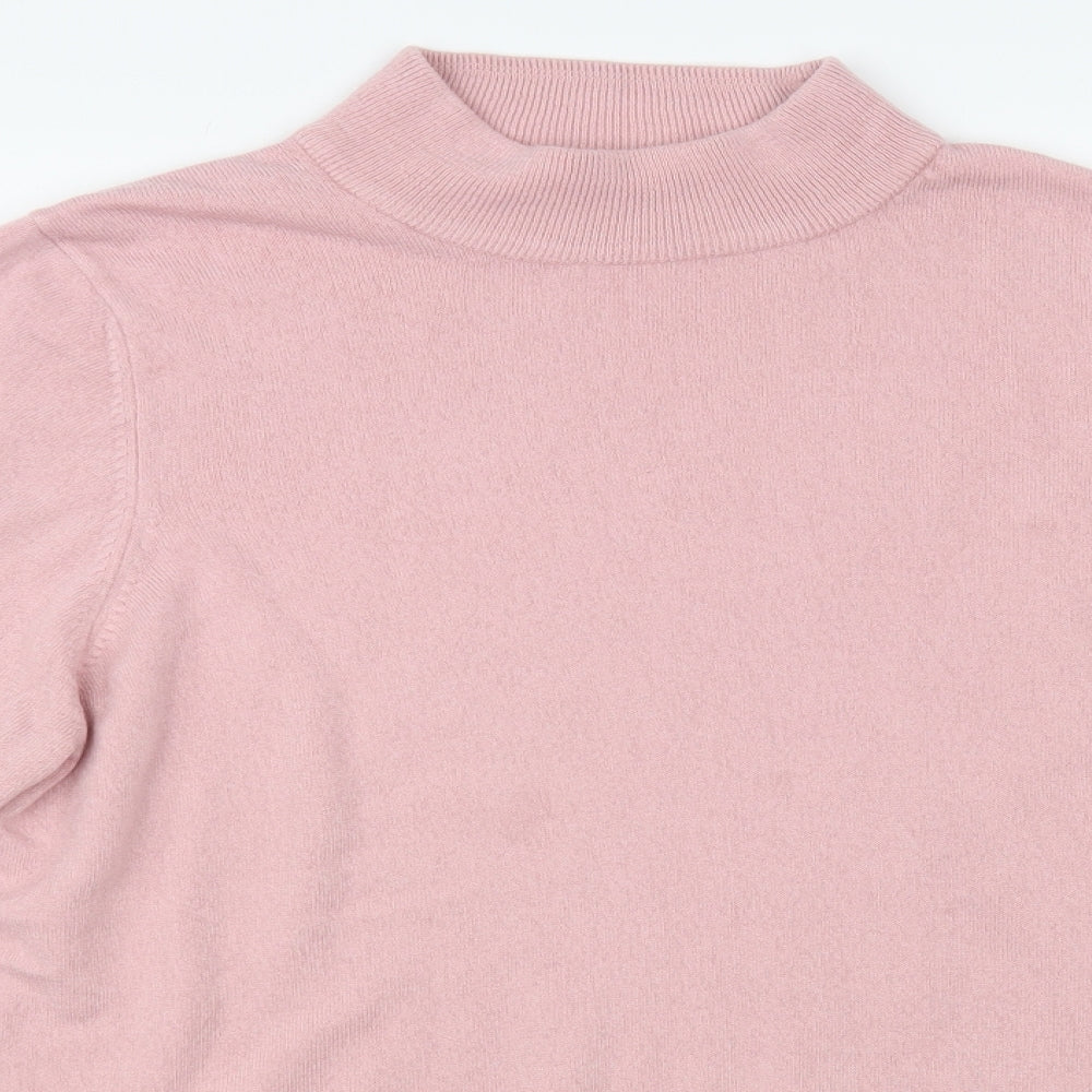 Marks and Spencer Womens Pink Mock Neck Acrylic Pullover Jumper Size 20