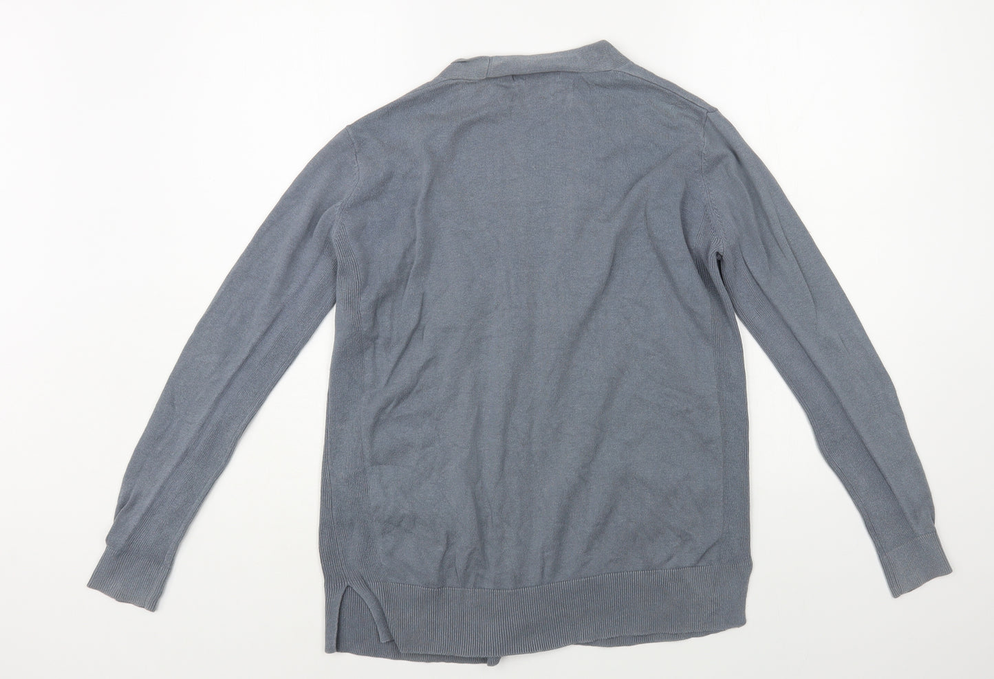 Marks and Spencer Womens Grey V-Neck Cotton Cardigan Jumper Size 12