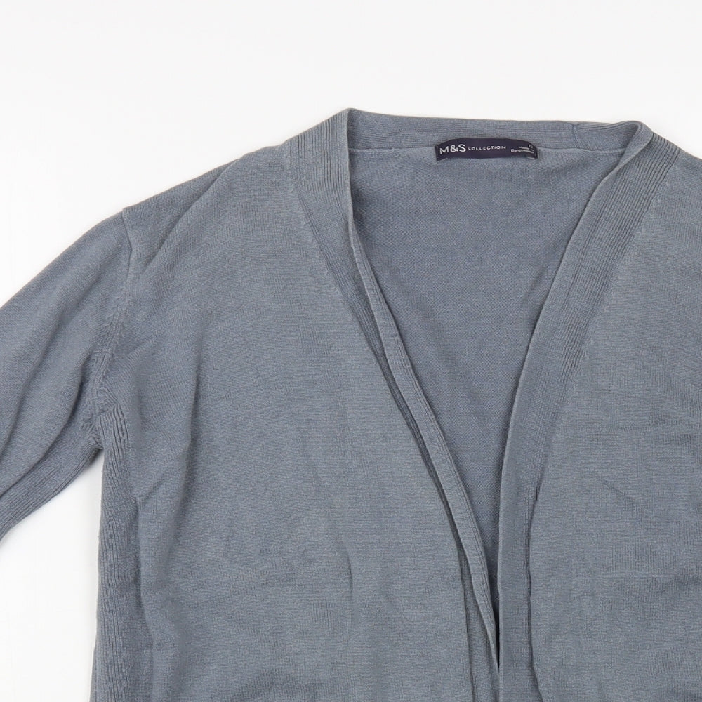 Marks and Spencer Womens Grey V-Neck Cotton Cardigan Jumper Size 12