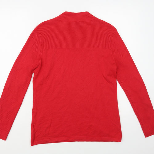 Marble Womens Red Mock Neck Viscose Pullover Jumper Size S
