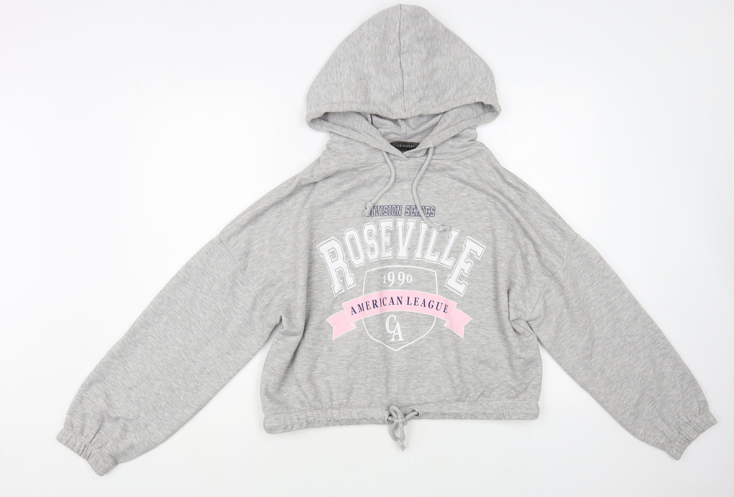 Primark Womens Grey Polyester Pullover Hoodie Size 8 Pullover - Cropped