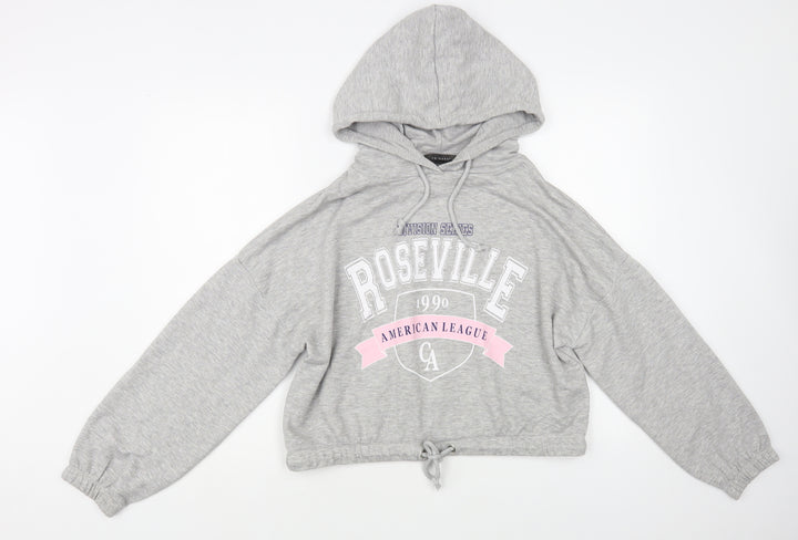 Primark Womens Grey Polyester Pullover Hoodie Size 8 Pullover - Cropped