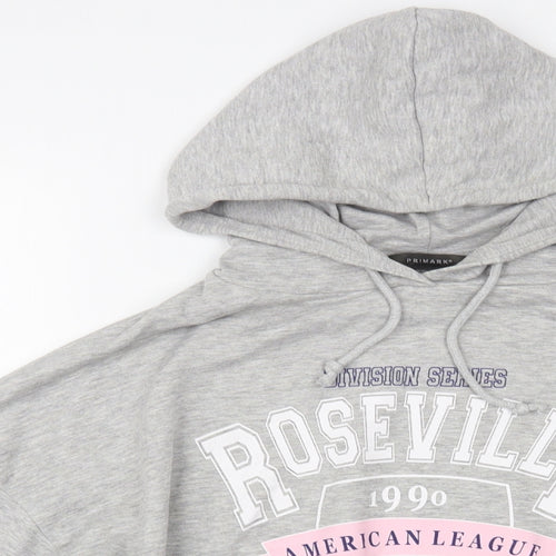 Primark Womens Grey Polyester Pullover Hoodie Size 8 Pullover - Cropped