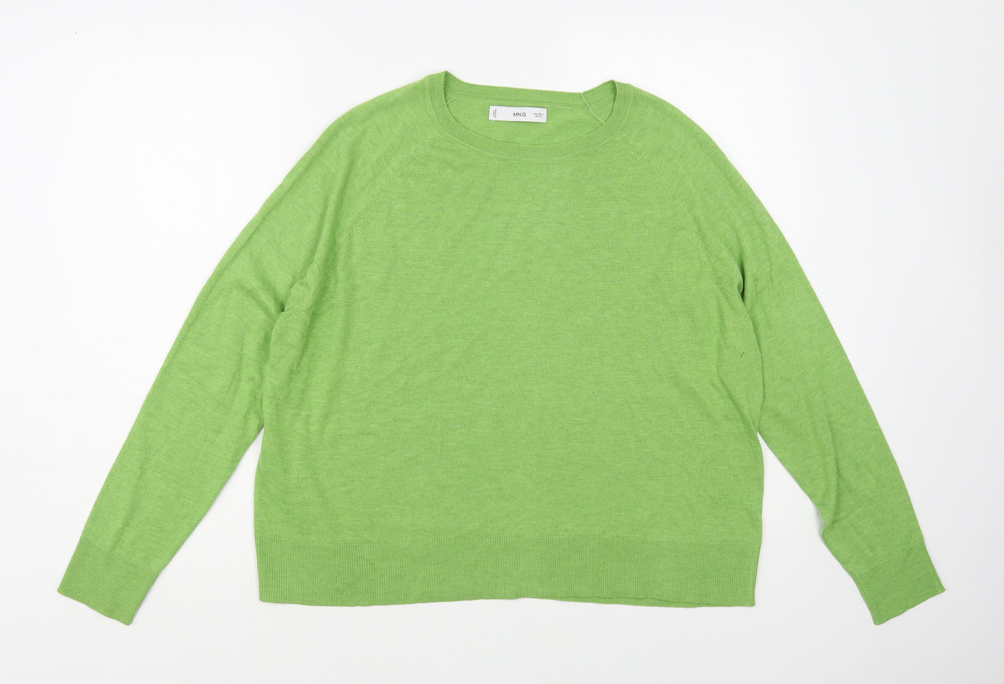 Mango Womens Green Crew Neck Viscose Pullover Jumper Size L