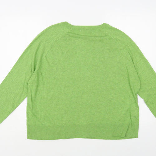 Mango Womens Green Crew Neck Viscose Pullover Jumper Size L