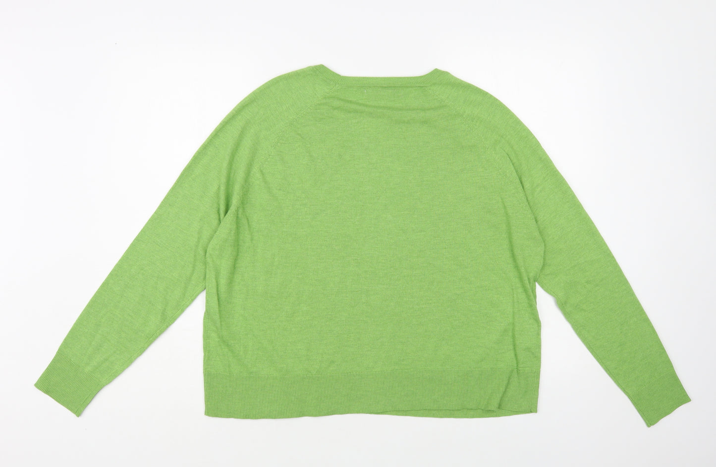 Mango Womens Green Crew Neck Viscose Pullover Jumper Size L