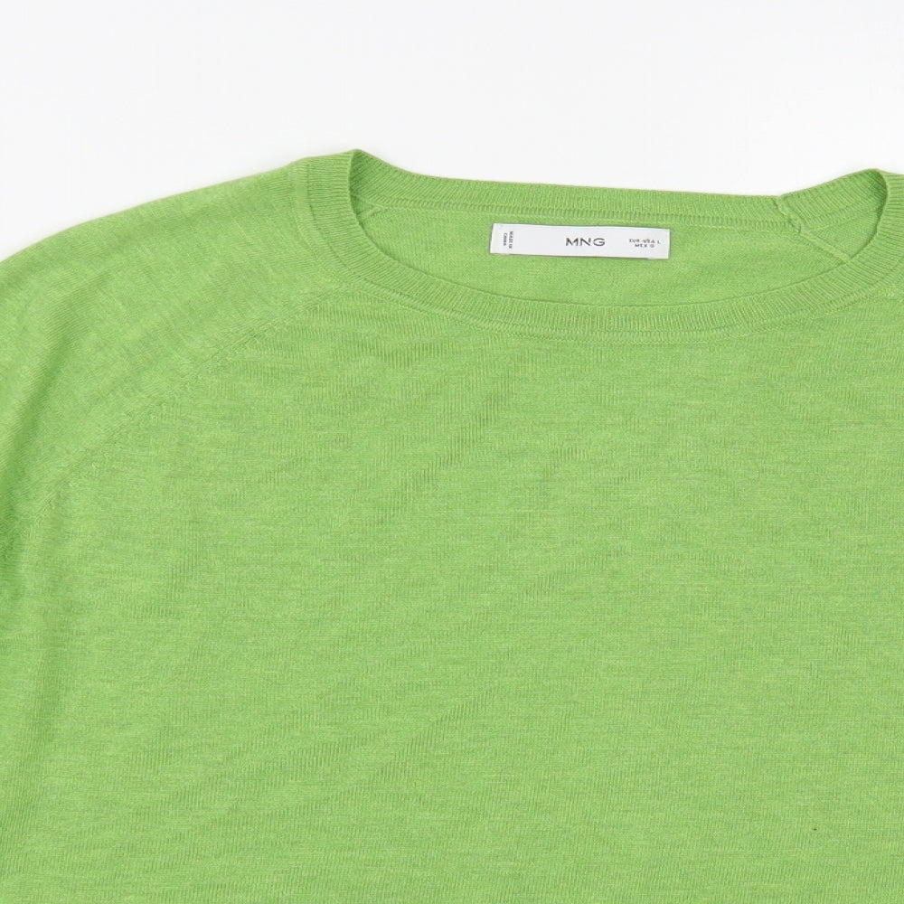 Mango Womens Green Crew Neck Viscose Pullover Jumper Size L