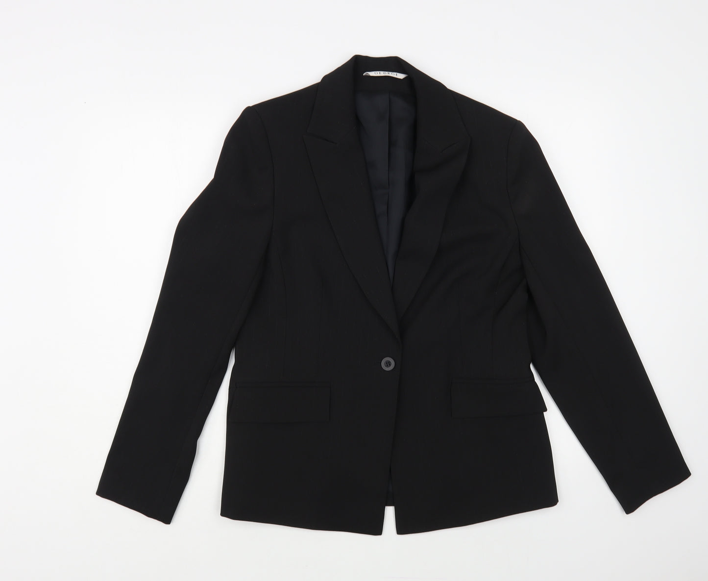 George Womens Black Jacket Blazer Size 12 Button