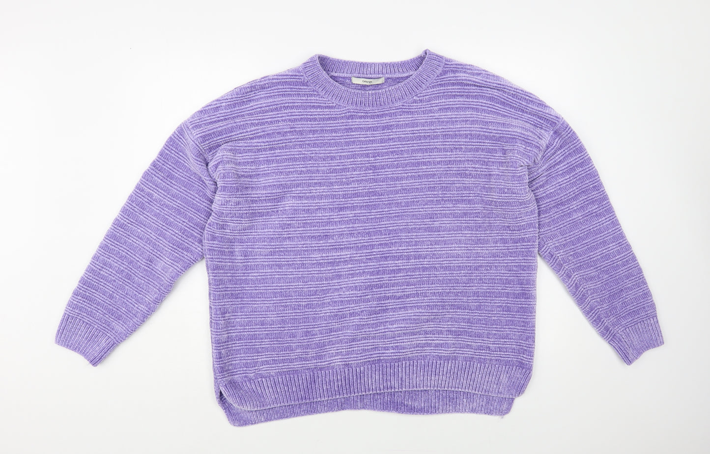 George Womens Purple Crew Neck Polyester Pullover Jumper Size 16