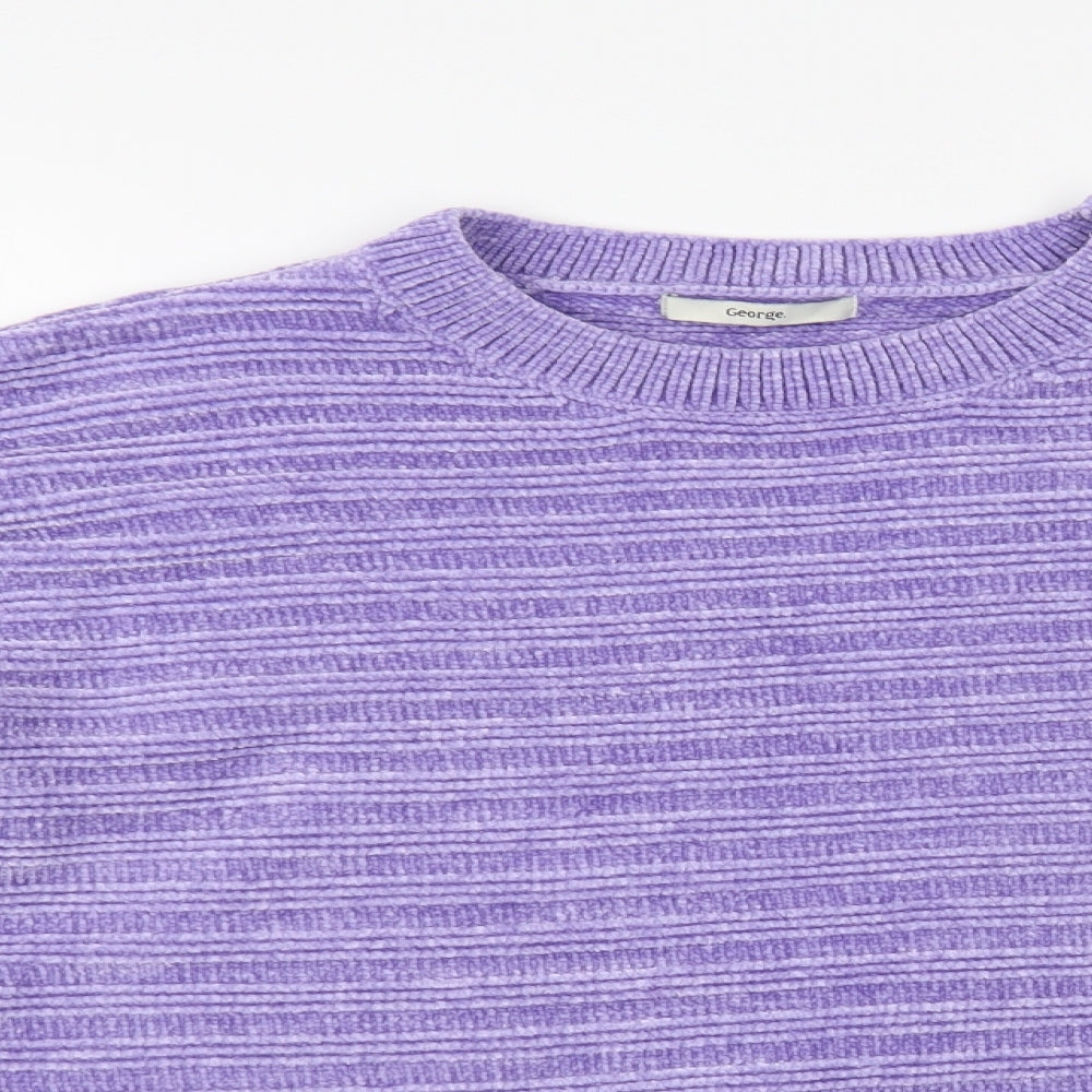 George Womens Purple Crew Neck Polyester Pullover Jumper Size 16