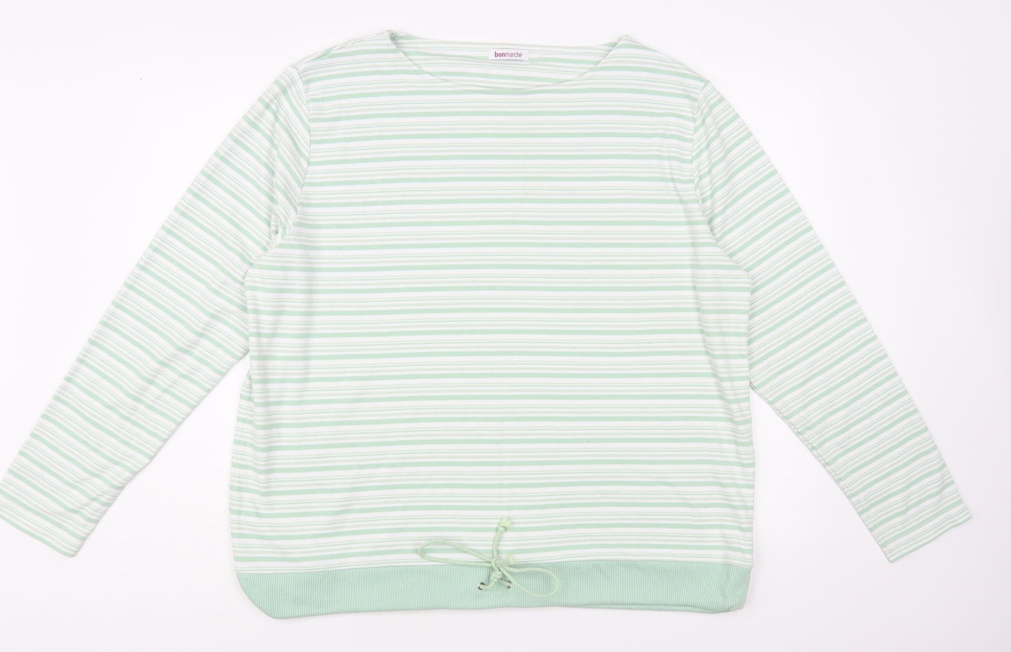 Bonmarché Womens Green Striped Polyester Pullover Sweatshirt Size XL Pullover