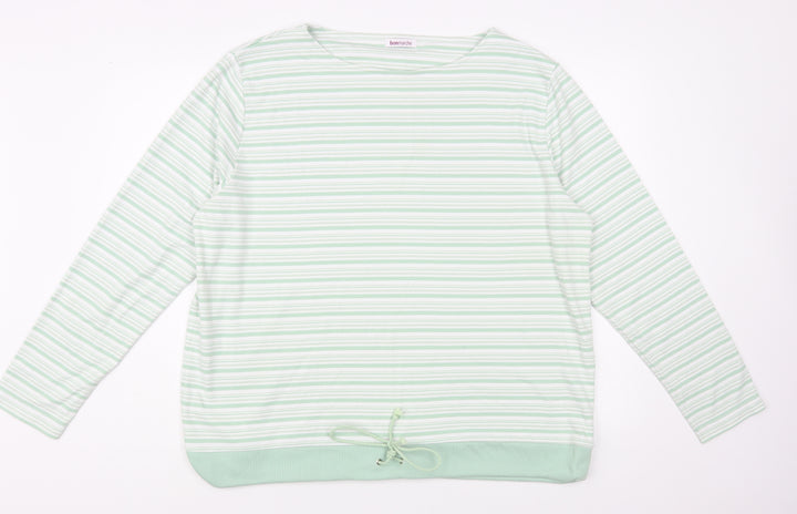 Bonmarché Womens Green Striped Polyester Pullover Sweatshirt Size XL Pullover
