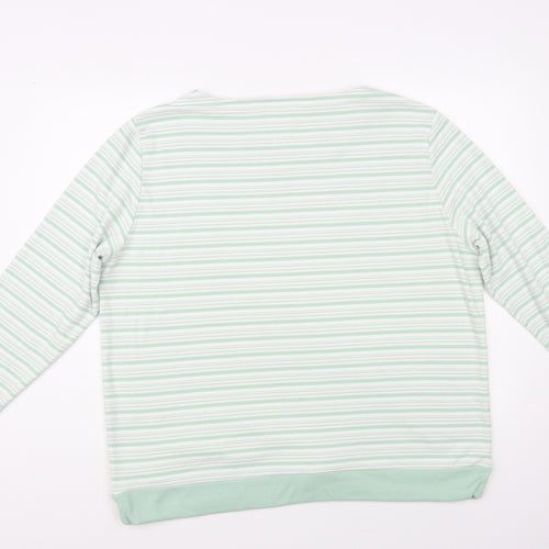 Bonmarché Womens Green Striped Polyester Pullover Sweatshirt Size XL Pullover