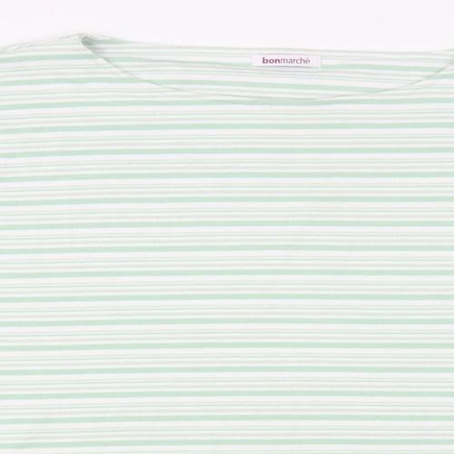 Bonmarché Womens Green Striped Polyester Pullover Sweatshirt Size XL Pullover