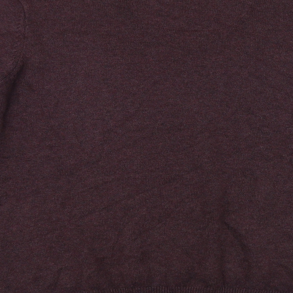 Marks and Spencer Mens Purple V-Neck Cotton Pullover Jumper Size L