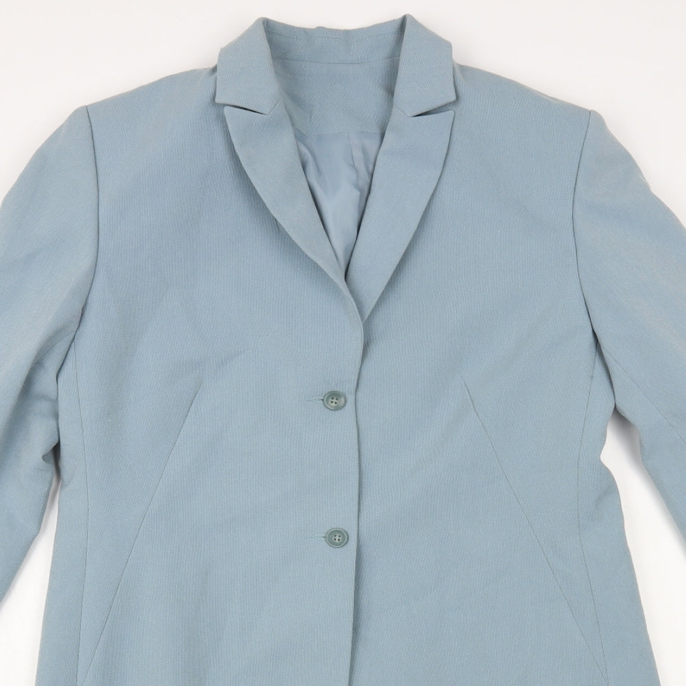 Debenhams Womens Blue Overcoat Coat Size 14 Button