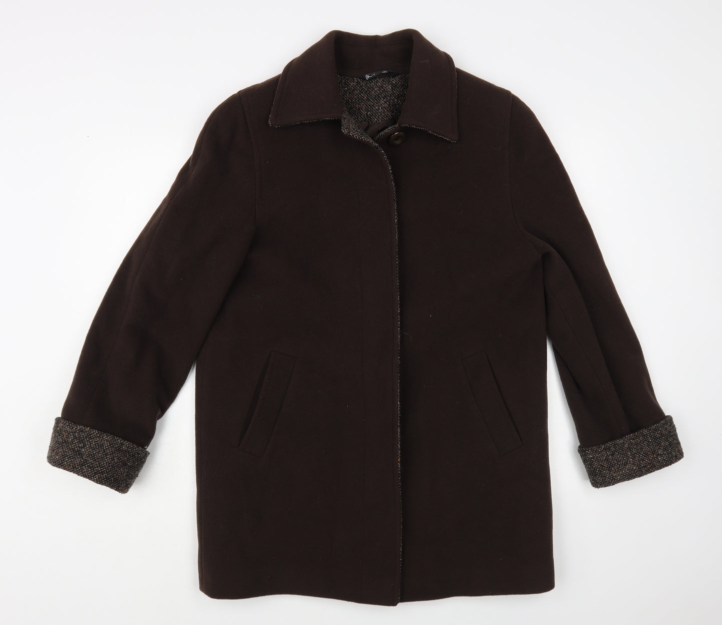 BHS Womens Brown Pea Coat Coat Size 12 Button