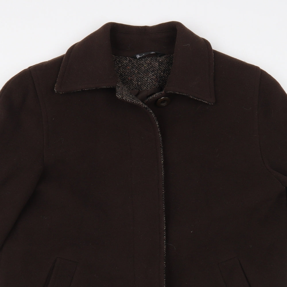 BHS Womens Brown Pea Coat Coat Size 12 Button