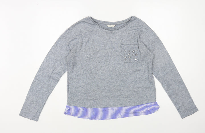Springfield Womens Grey Boat Neck Polyester Pullover Jumper Size M