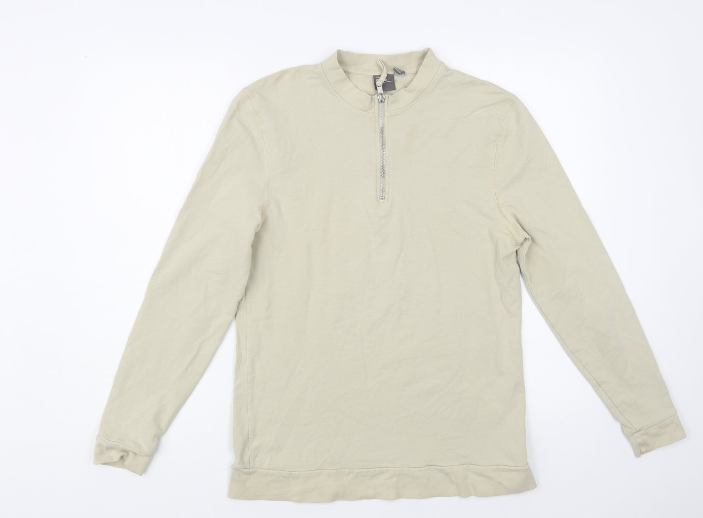 ASOS Womens Beige Cotton Pullover Sweatshirt Size M Zip