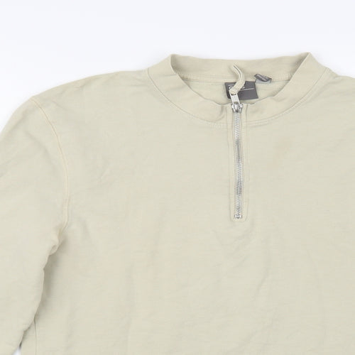 ASOS Womens Beige Cotton Pullover Sweatshirt Size M Zip