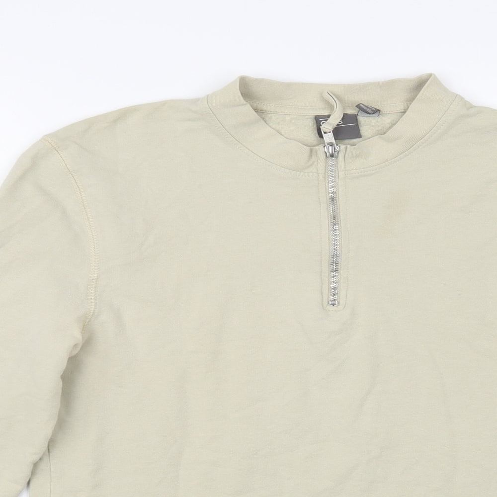 ASOS Womens Beige Cotton Pullover Sweatshirt Size M Zip