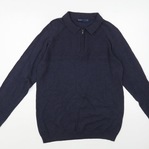 Matalan Mens Blue Collared Cotton Pullover Jumper Size M