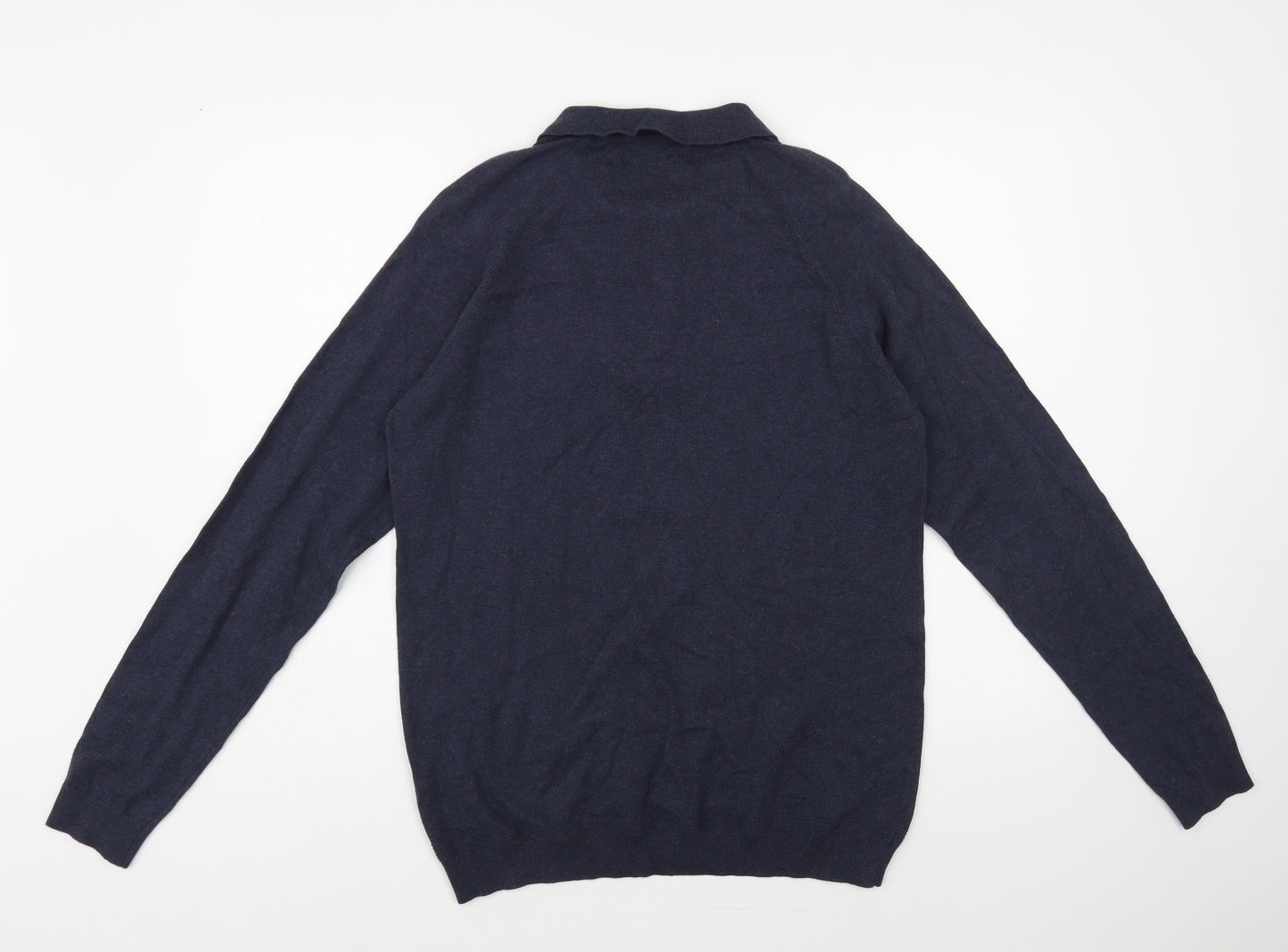 Matalan Mens Blue Collared Cotton Pullover Jumper Size M