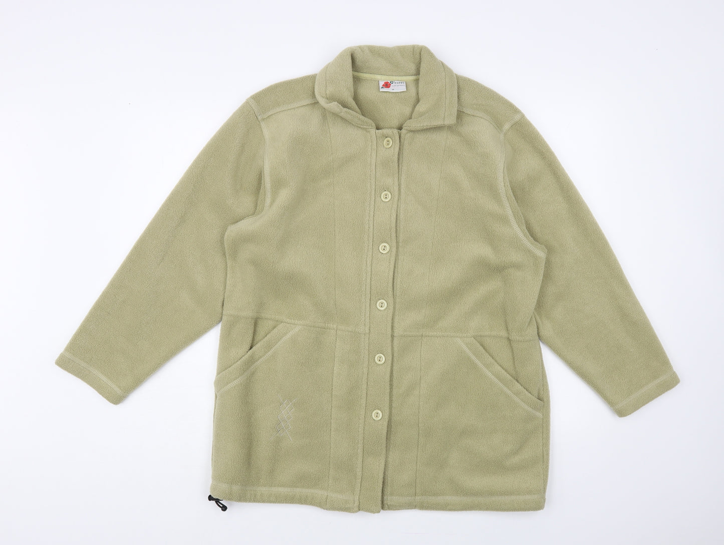 Poppy Womens Beige Polyester Cardigan Sweatshirt Size M Button