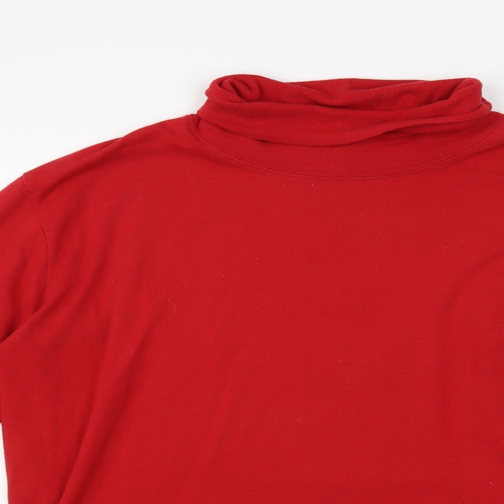 Crane Mens Red Polyester T-Shirt Size L Roll Neck