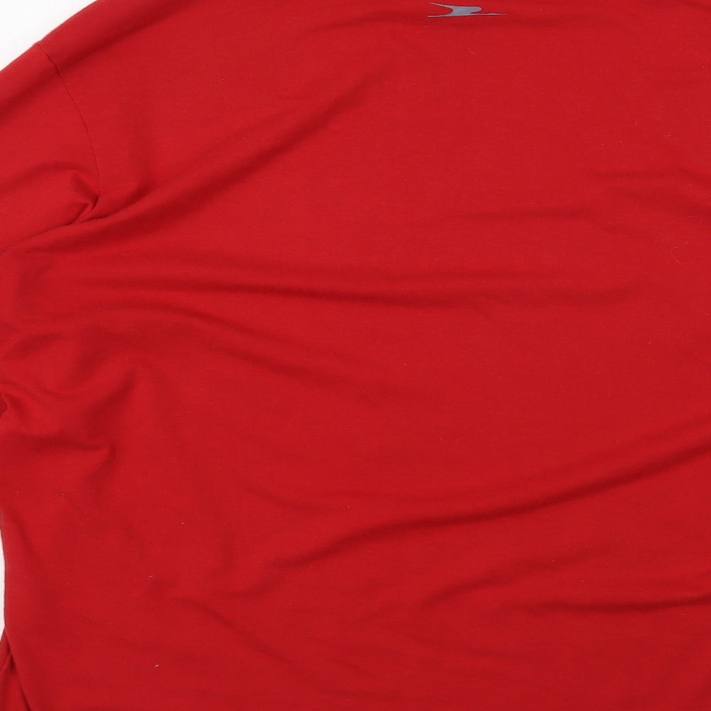 Crane Mens Red Polyester T-Shirt Size L Roll Neck