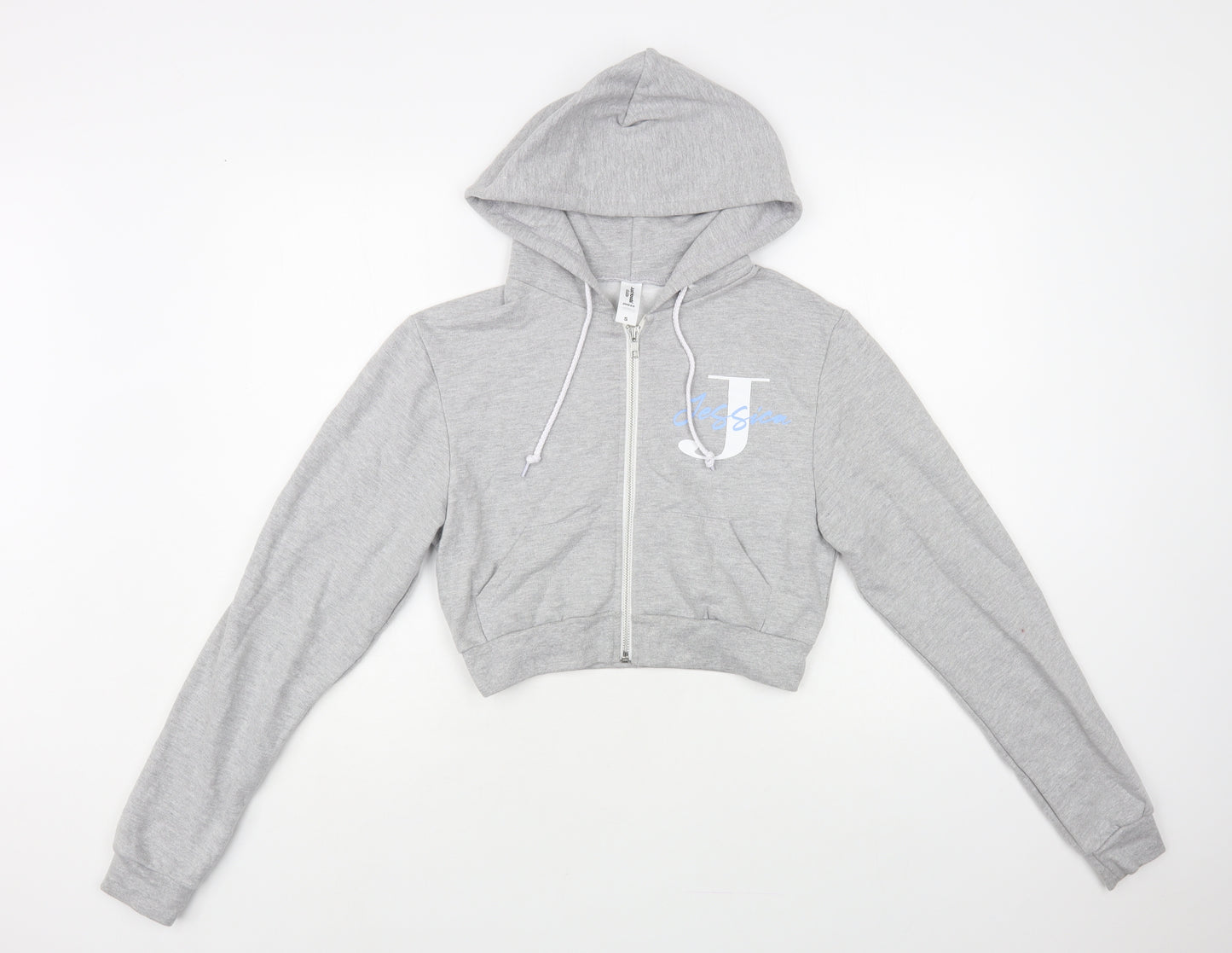 Awdis Womens Grey Cotton Full Zip Hoodie Size S Zip - Jessica