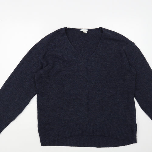 H&M Womens Blue V-Neck Acrylic Pullover Jumper Size S