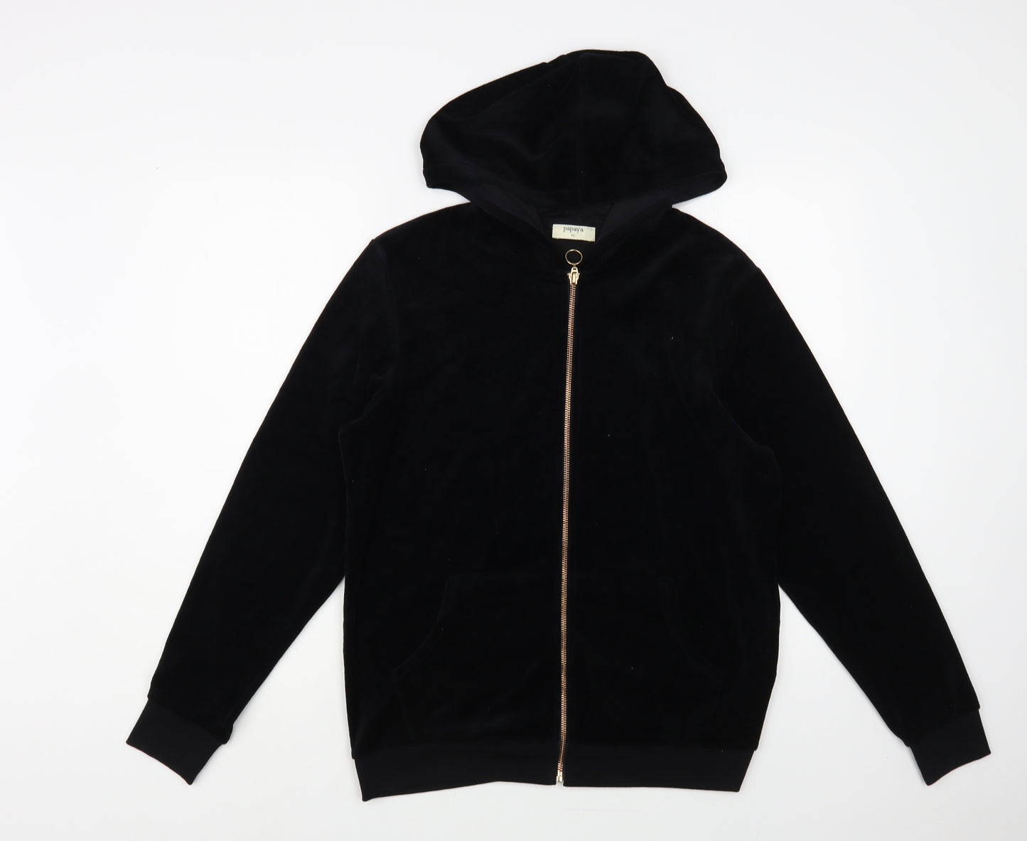 Papaya Womens Black Cotton Full Zip Hoodie Size M Zip
