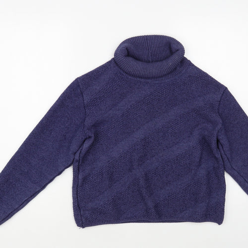 Zagara Womens Blue Roll Neck Acrylic Pullover Jumper Size M