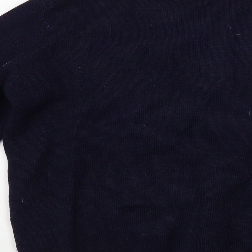 Primark Womens Blue Crew Neck Geometric Acrylic Pullover Jumper Size M - Rudolph