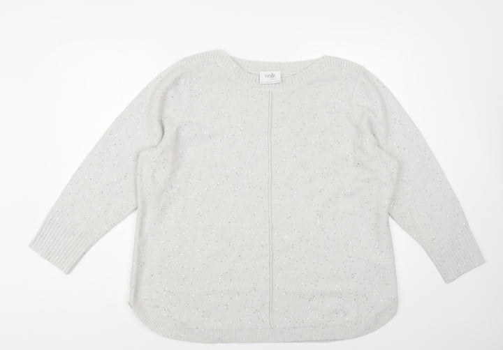 Wallis Mens Grey Acrylic Pullover Jumper Size L