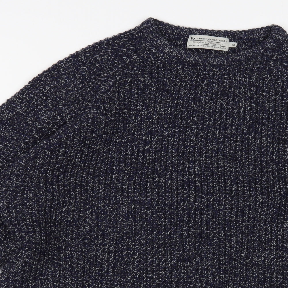 TU Mens Blue Crew Neck Acrylic Pullover Jumper Size M