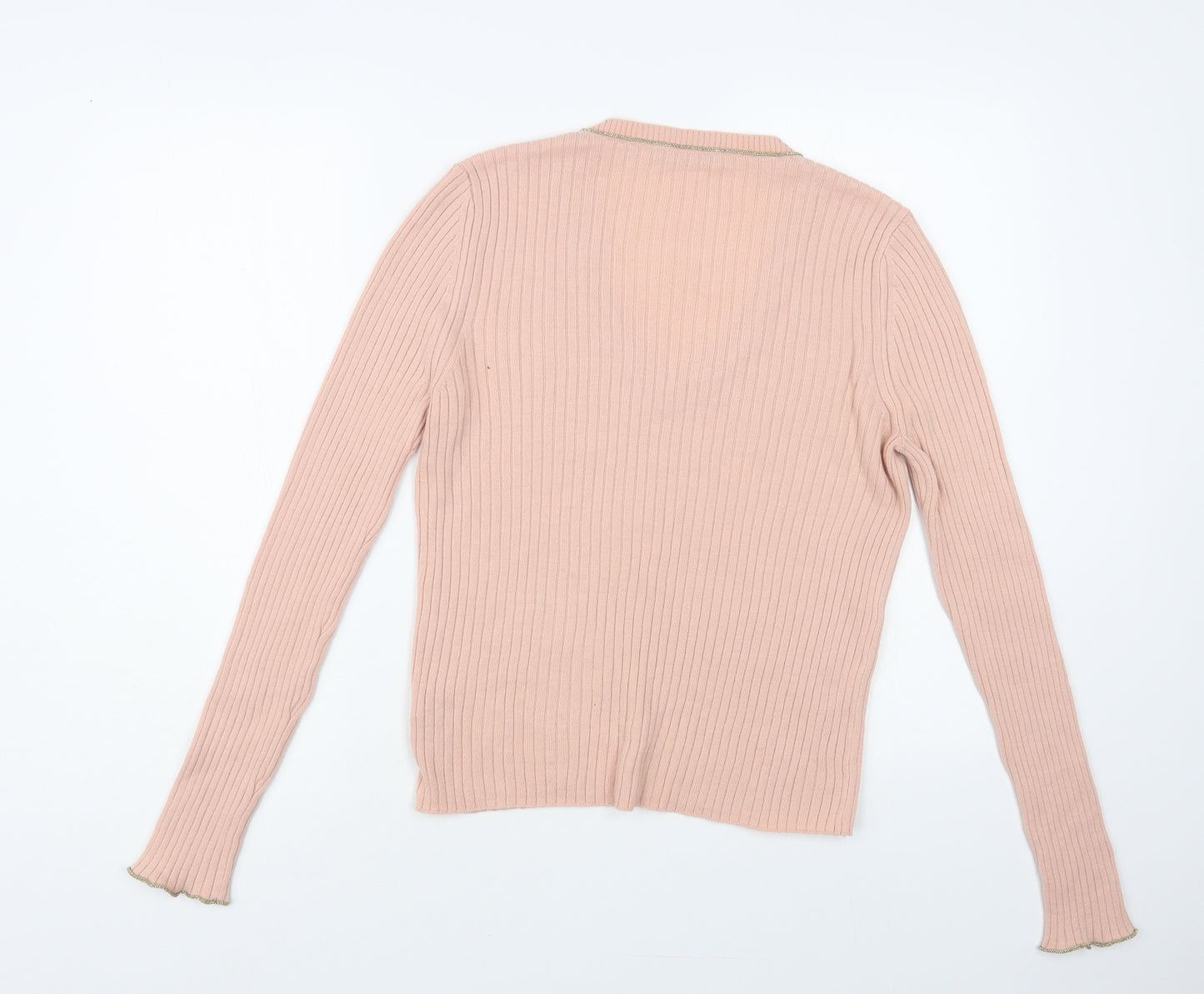 Marks and Spencer Womens Pink V-Neck Acrylic Pullover Jumper Size 12