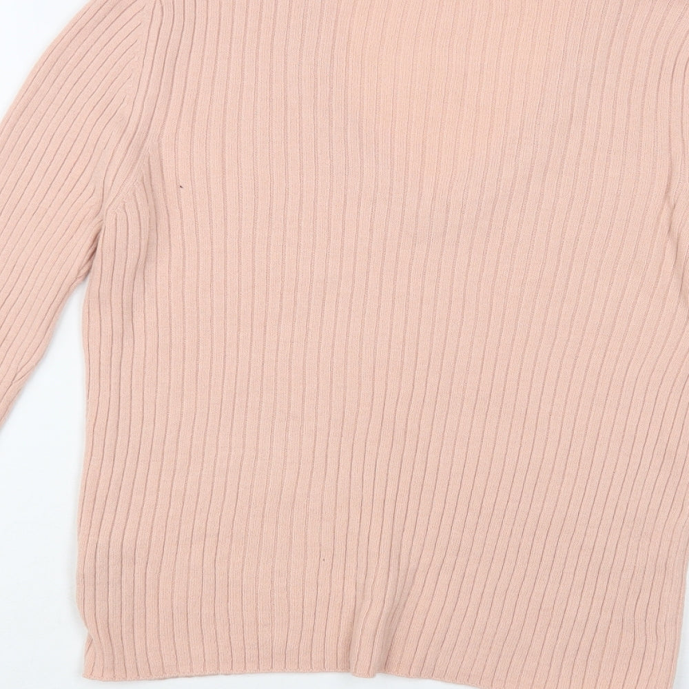 Marks and Spencer Womens Pink V-Neck Acrylic Pullover Jumper Size 12